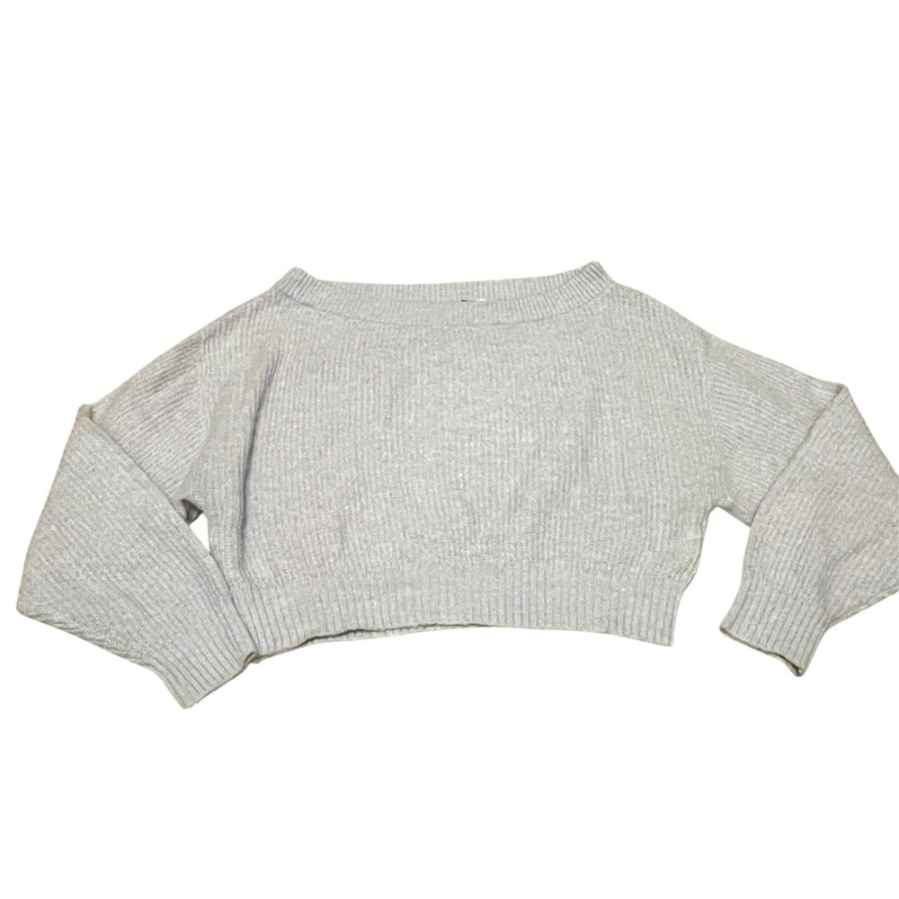 H&M Women's Light Blue Off the Shoulder Cropped Sweater Size Small EUC